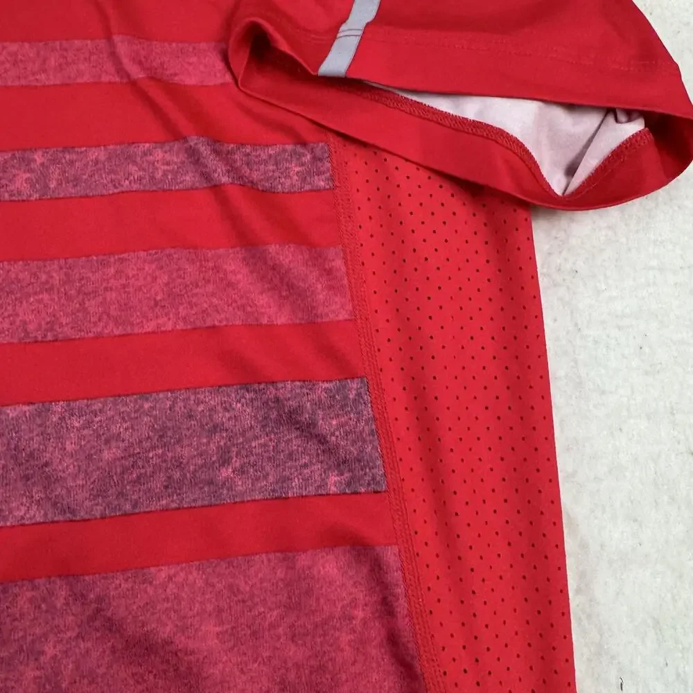 Nike Tiger Woods Polo Shirt Mens Size XL Red Striped Dri-Fit Golf Performance